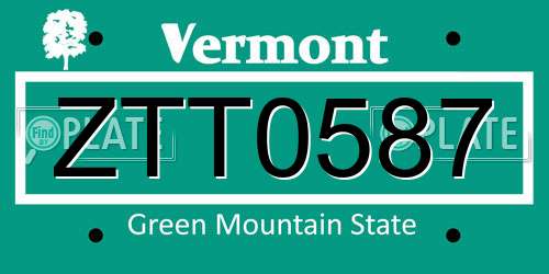 ZTT0587 Vermont License Plate
