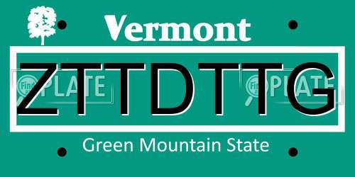 ZTTDTTG Vermont License Plate