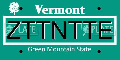ZTTNTTE Vermont License Plate