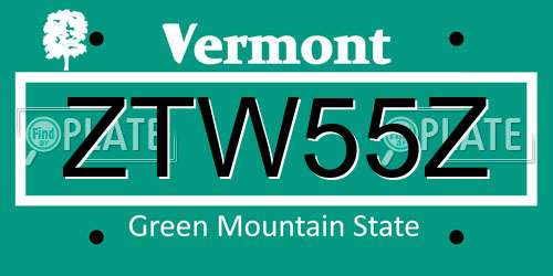 ZTW55Z Vermont License Plate