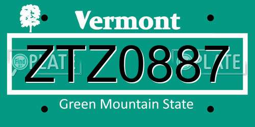 ZTZ0887 Vermont License Plate