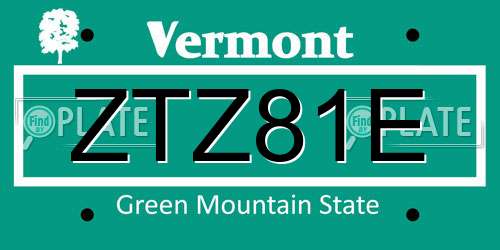 ZTZ81E Vermont License Plate
