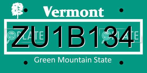 ZU1B134 Vermont License Plate