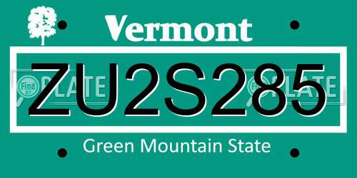 ZU2S285 Vermont License Plate