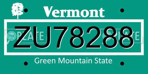 ZU78288 Vermont License Plate