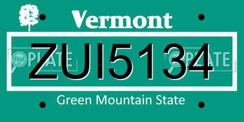 ZUI5134 Vermont License Plate
