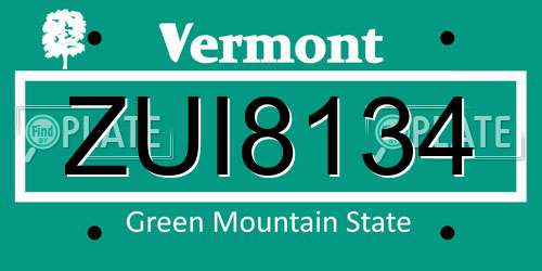 ZUI8134 Vermont License Plate