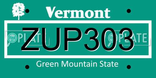 ZUP303 Vermont License Plate