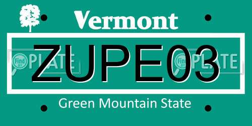 ZUPE03 Vermont License Plate