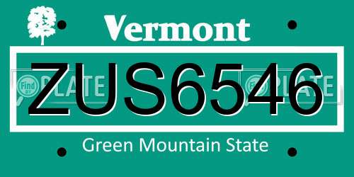 ZUS6546 Vermont License Plate