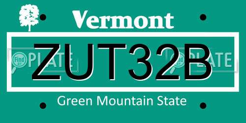 ZUT32B Vermont License Plate