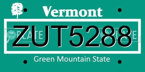 ZUT5288 Vermont License Plate