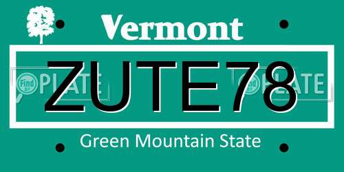 ZUTE78 Vermont License Plate