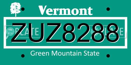ZUZ8288 Vermont License Plate