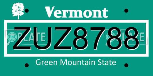 ZUZ8788 Vermont License Plate