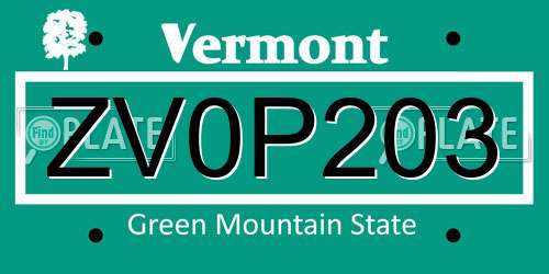 ZV0P203 Vermont License Plate
