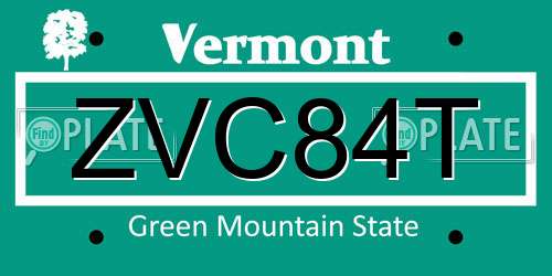 ZVC84T Vermont License Plate