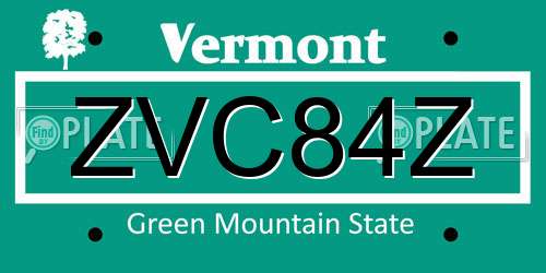 ZVC84Z Vermont License Plate