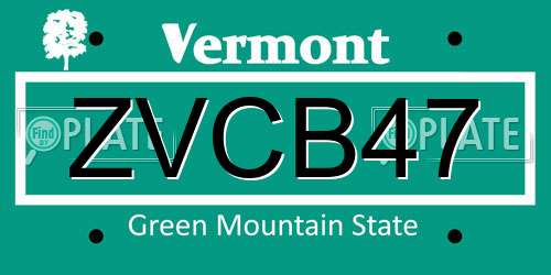ZVCB47 Vermont License Plate