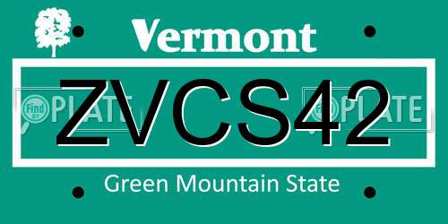 ZVCS42 Vermont License Plate