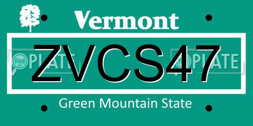 ZVCS47 Vermont License Plate