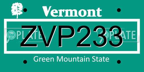 ZVP233 Vermont License Plate