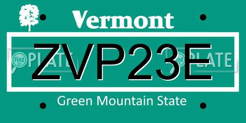 ZVP23E Vermont License Plate