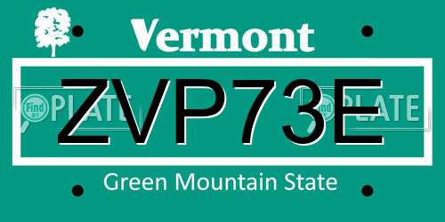 ZVP73E Vermont License Plate