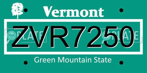 ZVR7250 Vermont License Plate