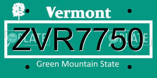 ZVR7750 Vermont License Plate