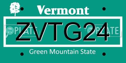 ZVTG24 Vermont License Plate