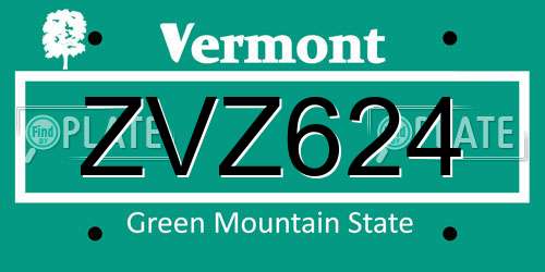 ZVZ624 Vermont License Plate