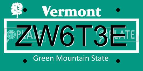 ZW6T3E Vermont License Plate
