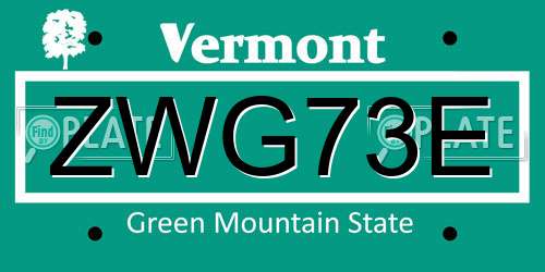 ZWG73E Vermont License Plate