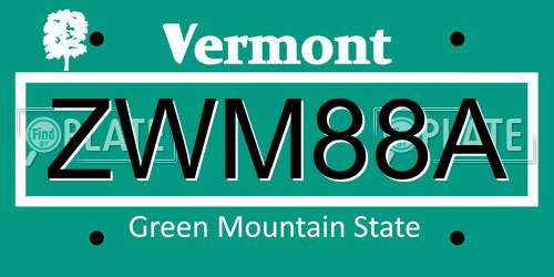 ZWM88A Vermont License Plate
