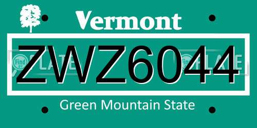 ZWZ6044 Vermont License Plate