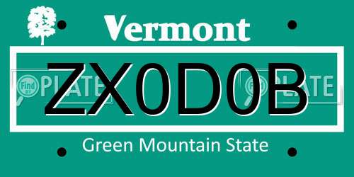 ZX0D0B Vermont License Plate
