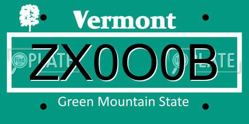 ZX0O0B Vermont License Plate