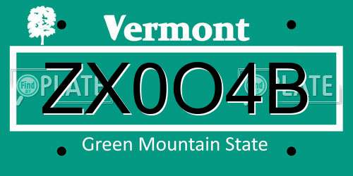 ZX0O4B Vermont License Plate