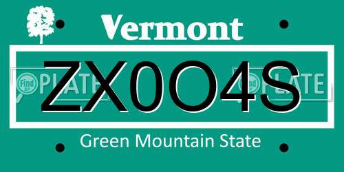 ZX0O4S Vermont License Plate