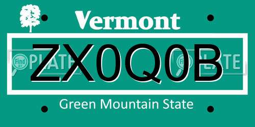 ZX0Q0B Vermont License Plate