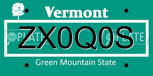 ZX0Q0S Vermont License Plate