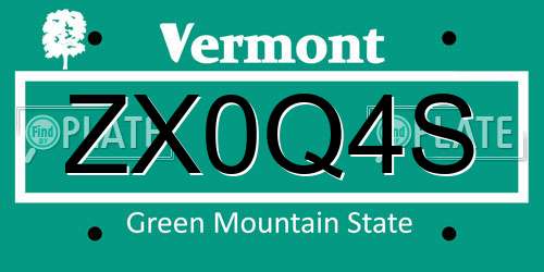 ZX0Q4S Vermont License Plate