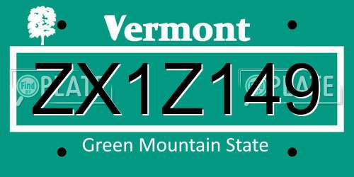 ZX1Z149 Vermont License Plate