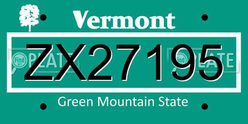 ZX27195 Vermont License Plate