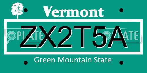ZX2T5A Vermont License Plate