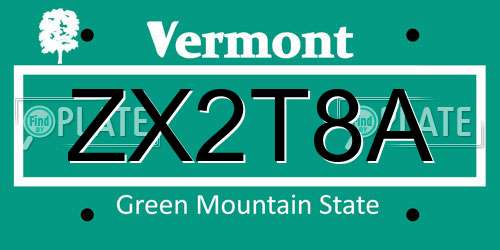 ZX2T8A Vermont License Plate