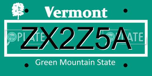 ZX2Z5A Vermont License Plate
