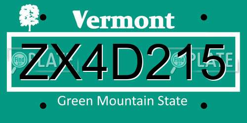 ZX4D215 Vermont License Plate
