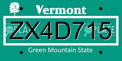 ZX4D715 Vermont License Plate